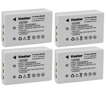 Kastar Battery 4-Pack Replacement for Sanyo DB-L90 DB-L90A DB-L90AU Battery Sanyo DMX-SH1 DMX-SH11 DMX-SH11K DMX-SH11R VPC-SH1 VPC-SH1BK VPC-SH1EXBK VPC-SH1EXR VPC-SH1GX VPC-SH1R VPC-SH11 Camera