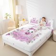 thumbnail image 3 of Manfei Halloween Bow Ghost Bed Sheets 4-Piece, Cute Rose Flower Pumpkin Full Size Sheets, Pink White,1 Fitted Sheet, 1 Flat Sheet and 2 Pillowcases, 3 of 5