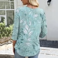 thumbnail image 3 of Womens Tops 3/4 Sleeve Dressy Casual Shirts Fall Outfits Travel Vacation Plus Size Spring Clothes Cyan L, 3 of 5