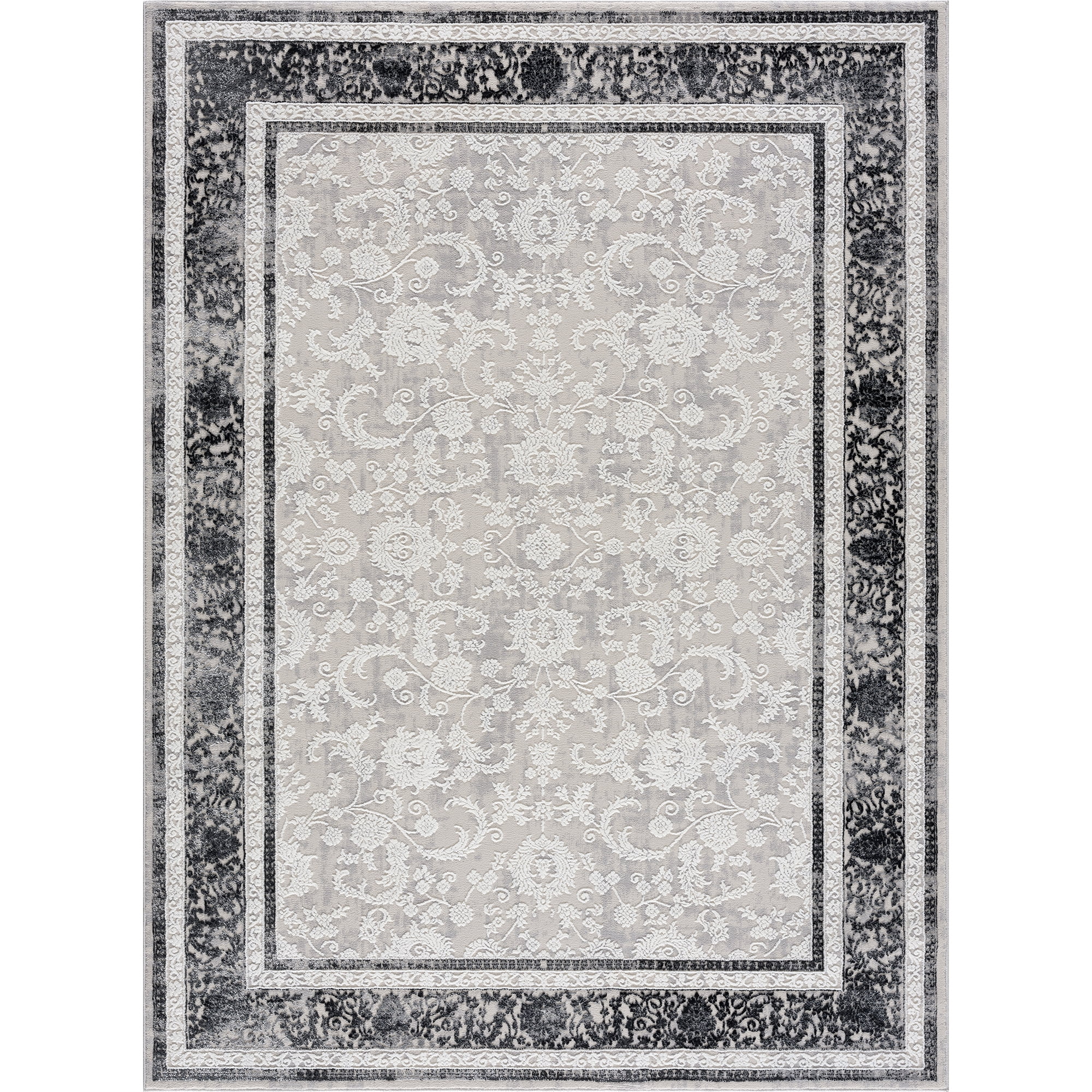 United Weavers Amir Firdaus Transitional Border Accent Rug, Grey, 1'10" x 3'
