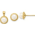 thumbnail image 1 of 14K Yellow Gold 5-6mm White Button Fwc Pearl Earring And Pendant Set Made In Canada xf629set, 1 of 5