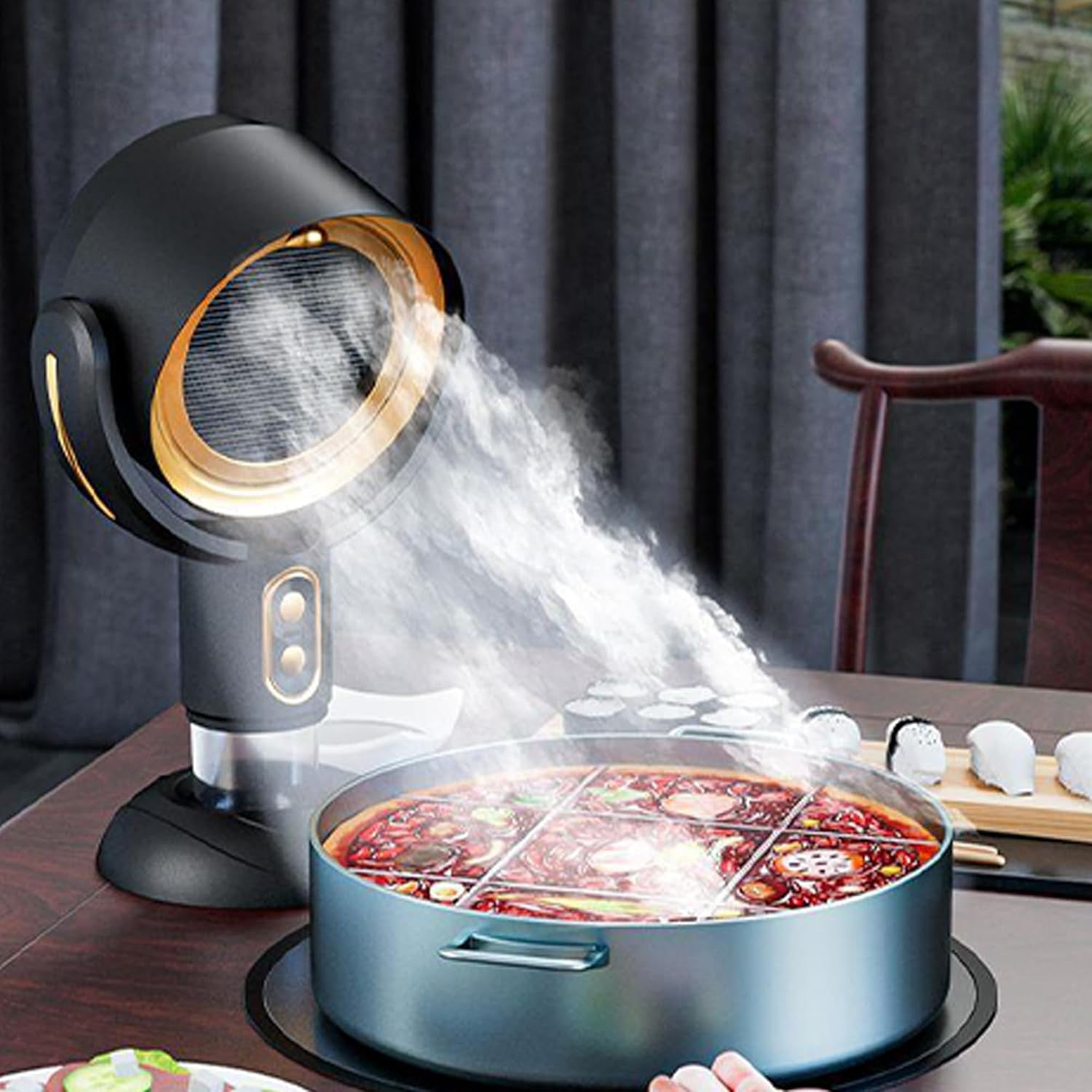 KANOHENO Smokeing Fan for Smoking Indoors,Portable Fan Rechargeable Air Purifier with Washable Filter,Adjustable Angle Kitchen Table Fans to Keep Flies Away,for Removes Oil Smoke
