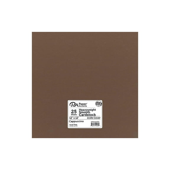 Paper Accents Cardstock 12"x 12" Heavyweight Smooth 111lb 25pc Cappuccino