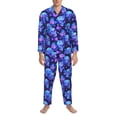 thumbnail image 3 of Sikiie Skull flower star sky Mens Pajama Set, Soft Warm Long Sleeve Sleepwear, Cozy Button-Down Pjs for Men-X-Large, 3 of 7