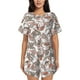 thumbnail image 1 of Fotbe Paisley Floral Conjunto de Pijama Estampado para Mujer, 2 Piezas, Ropa de Dormir con Camiseta de Manga Corta y Shorts Suaves-XX-Large, 1 of 6