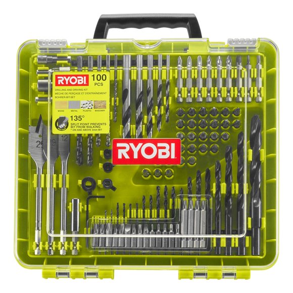Kit de Brocas RYOBI 100 Piezas para Taladrado y Atornillado