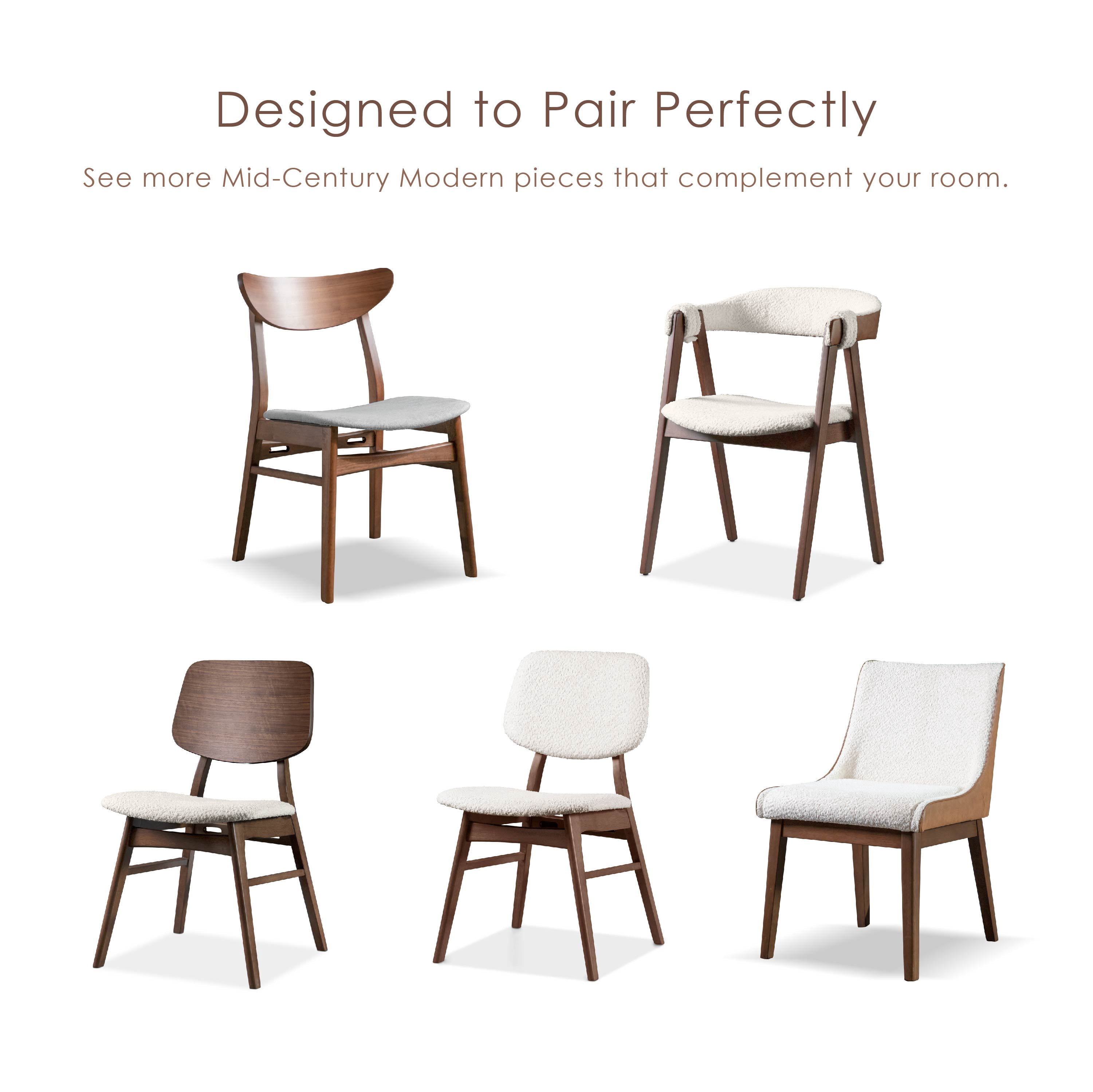 Furniture of America Erik Mid-Century Wingback Wood Dining Chairs, Walnut (Set of 2)