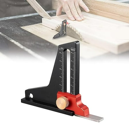 

Saw table height ruler table saw depth measuring ruler double scale woodworking DIY height measurement tool (Reddish black)