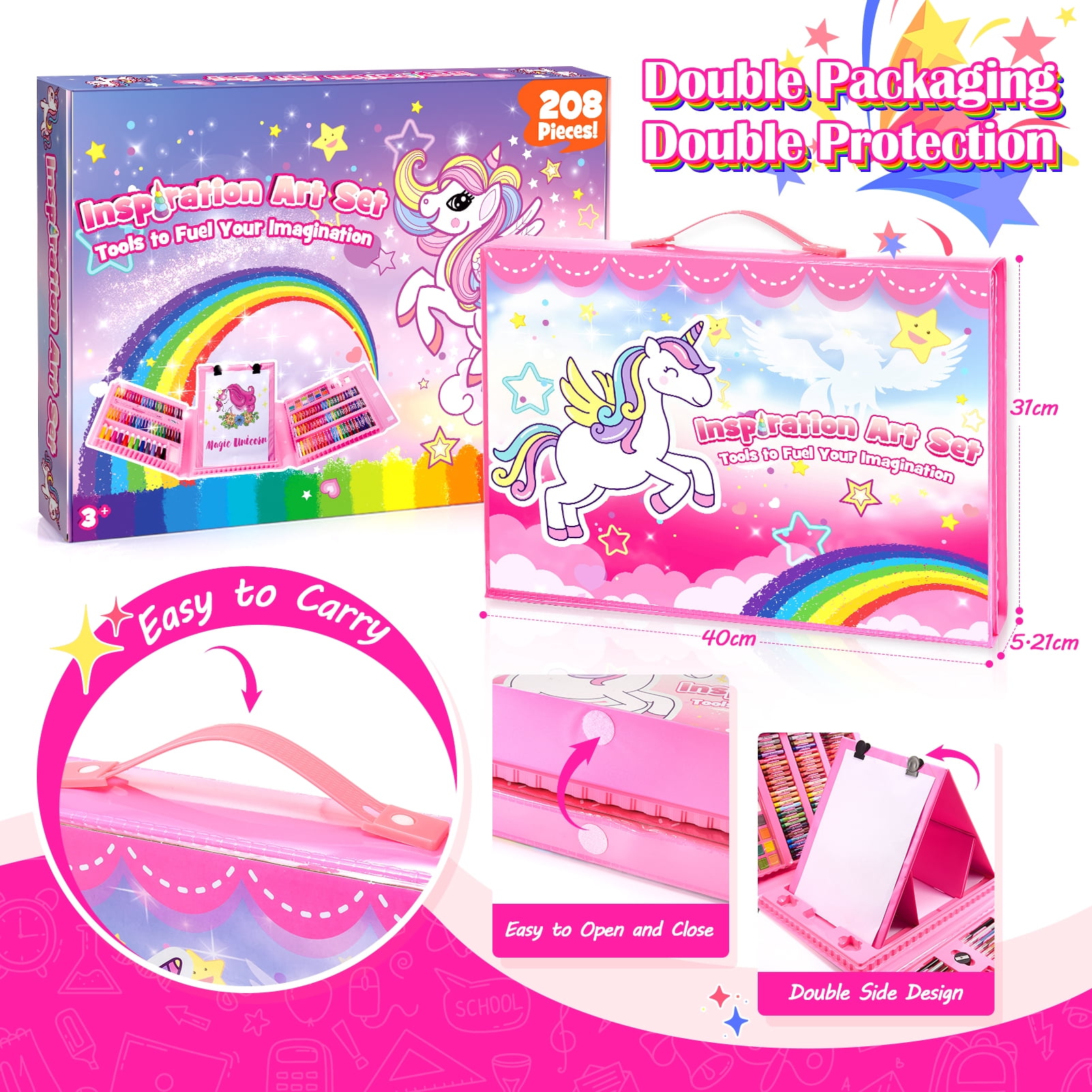 Art Supplies for Kids 6-8, 208 Pcs Drawing Kits for Kids Age 8-12, Colored Pencils Set with Sketch Pads,Oil Pastels,Crayons,Art Kits 3-12 Year Old Boys Girls Gifts