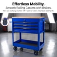 thumbnail image 5 of 3-Drawer Rolling Tool Cart with Wheels, Tool Box Cart with Lift-up Wooden Top, Mechanic Tool Storage Organizer Cabinet for Garage, Warehouse, Workshop, Repair Shop - Black&Blue, 5 of 9