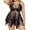 Black, variant on Avidlove Women Plus Size Lingerie Nighty Lace Chemise Sleepwear Deep V Front Slit Mesh Nightdress
