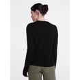 thumbnail image 4 of Scenario Women's Crewneck Cardigan with Patch Pockets, Lightweight, Sizes XS-XXXL, 4 of 6