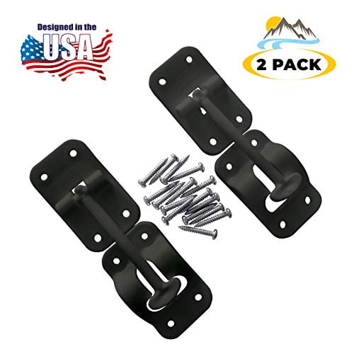 Camp'N T-Style 3 1/2' Door Latch-Holder-Catch With Hardware For Rv, Trailer, Camper, Motor Home, Cargo Trailer (Black 2-Piece)