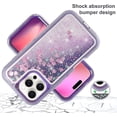 thumbnail image 5 of Case for iPhone 12 Pro,Military Grade 3 in 1 Hybrid Glitter Liquid Quicksand Moving Stars Sparkle Flowing Shockproof Protective Phone Case for iPhone 12 Pro,6.1 inch（Purple）, 5 of 10