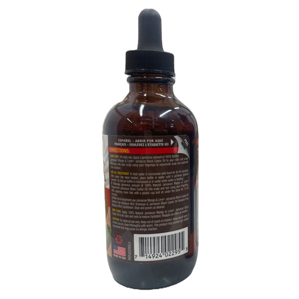 Jamaican Mango and Lime Jamaican Black Castor Oil, Peppermint, 4 Oz, 2 Pack