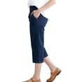 thumbnail image 5 of Maqroz Denim Capris for Women Stretch Pull on Plus Size Elastic High Waist Cropped Pants with Pockets Stretchy Summer Straight Leg Capri Jeans Casual Trousers Loose Fit Dark Blue XL, 5 of 8