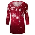 thumbnail image 6 of Christmas Shirts for Women V Neck 3/4 Length Sleeve Christmas Tops for Women Trendy Graphic Xmas Tree Snowflake Print Tshirt Dressy Casual Blouse Trendy Tops Quarter Sleeve Tunic Tops, 6 of 6