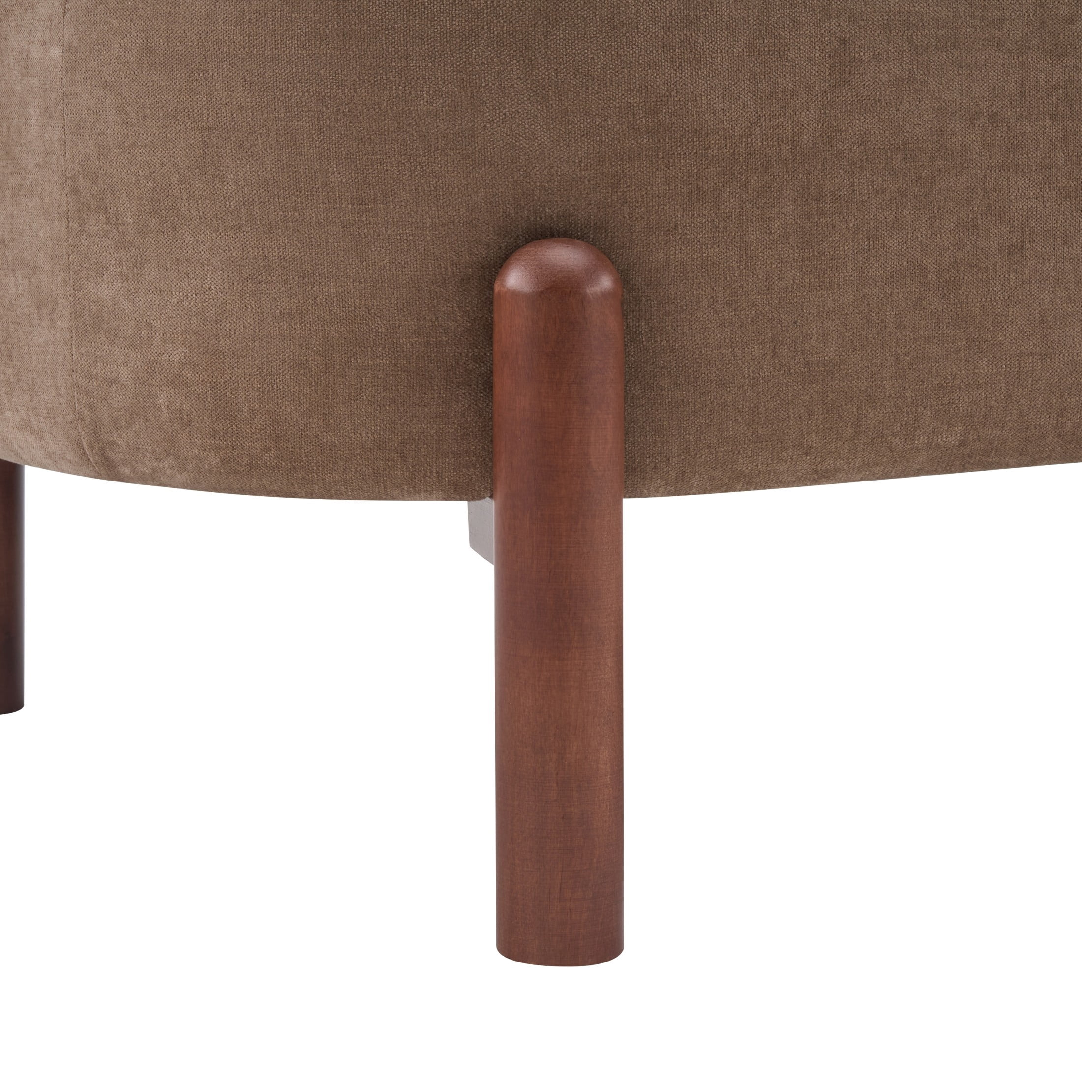 Christopher Knight Home Modern Curved Upholstered Sofa with Round Pillows, Birch Wood Legs, Brown