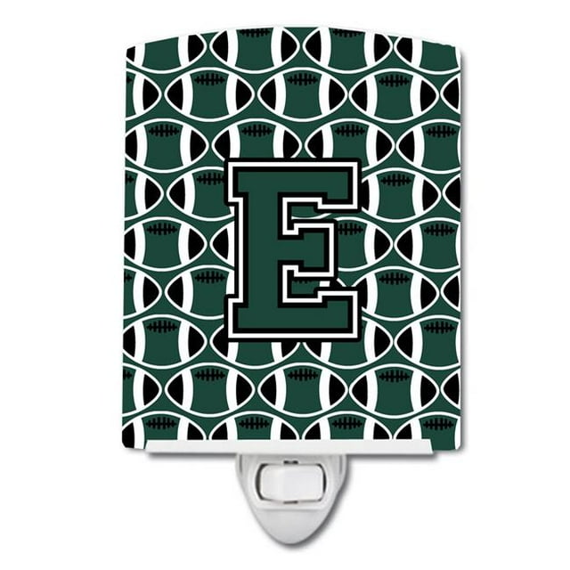 Carolines Treasures CJ1071-ECNL Letter E Football Green & White Ceramic Night Light