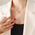 thumbnail image 2 of Geometric titanium steel necklace, niche design irregular small square pendant, gold, 2 of 5