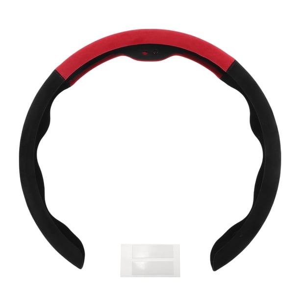 Funda para volante de cuero artificial PU ABS Protector de volante de coche Negro Rojo 1 Pc