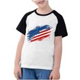 thumbnail image 3 of OKSALE Girls T Shirt Size 18-20 Plus Toddler Boys Short Sleeve Summer Clothes USA Stars Striped Printing Tshirts Casual Raglans Kids Girls Independence Day Outfits, 3 of 8