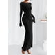 thumbnail image 3 of Vestido PRETTYGARDEN Otoño 2025 Maxi de Punto Acanalado Negro XXL, 3 of 8