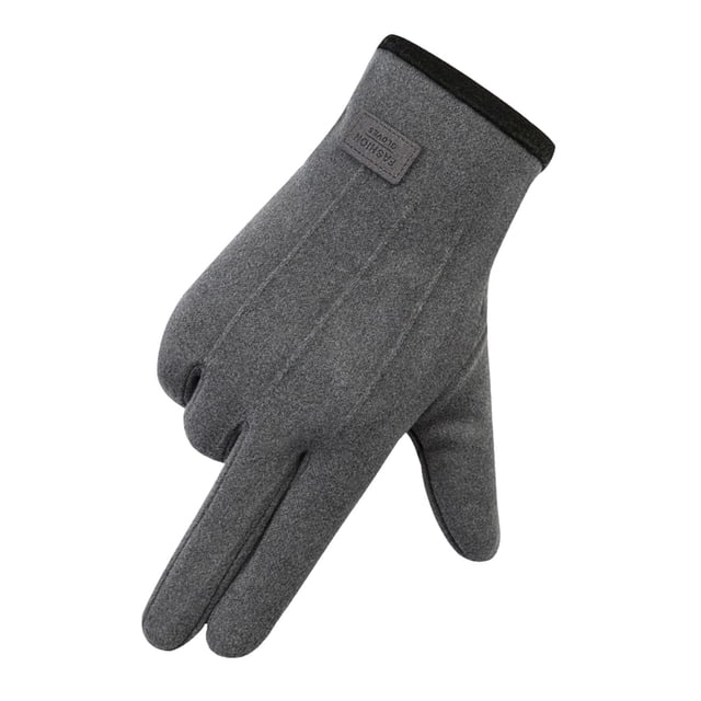 WZXFASHION Mens Winter Rabbit Fleece And Fleece Thickened Outdoor Wind And Cold Screen Gloves Clothing Shoes & Accessories Grey One Size
