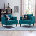 thumbnail image 2 of Armchair Accent Chair, Set of 2, Fabric, Teal Blue, Modern Contemporary Urban Design, Living Lounge Room Hotel Lobby Hospitality, 2 of 4