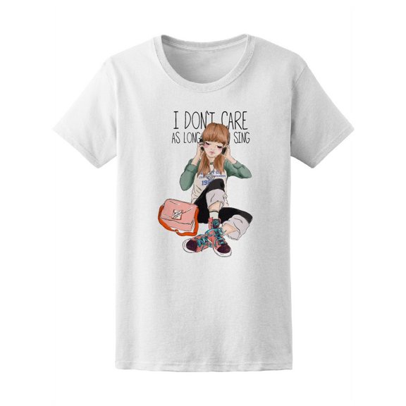 Fashion Music Girl I Don't Care Women's Tee - Image by Shutterstock