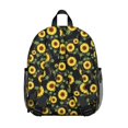thumbnail image 3 of Sunflower and Geometric Black Pattern Backpack for School, Cute School Bag with Adjustable Shoulder Straps and Padded Back, 13.8"x11.4"x6", 3 of 5