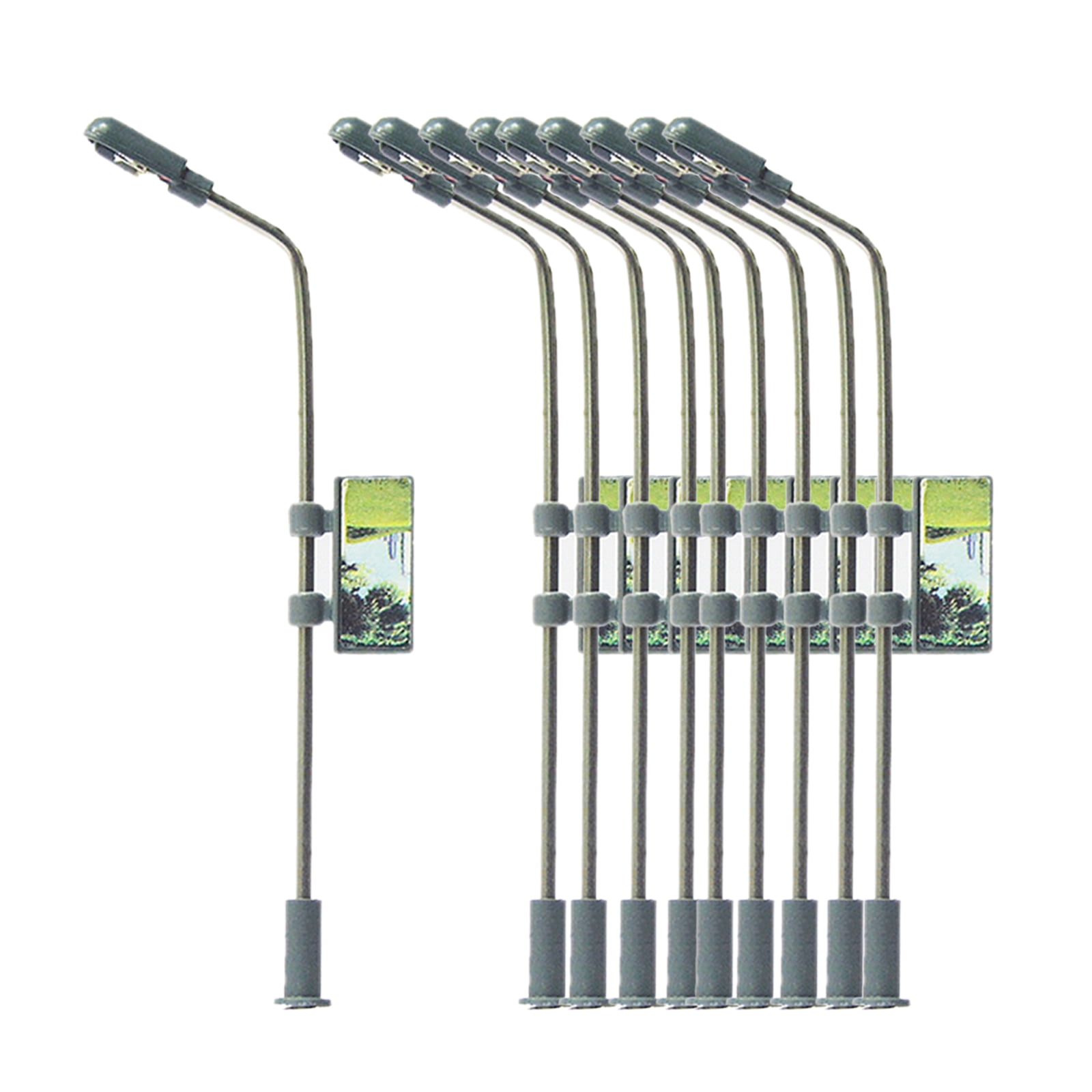 10X Dual Heads LED 1:150 Light Metal Lamppost Model Train Railway Street Scenery