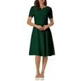 thumbnail image 1 of Vestido de oficina para mujer INSPIRE CHIC, con cuello partido, manga corta, estilo A, color verde, talla L, 1 of 1