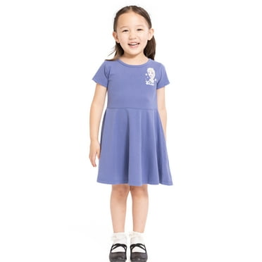 Frozen Toddler Girls Graphic Print Skater Dress with Short Sleeves, Sizes 12M-5T