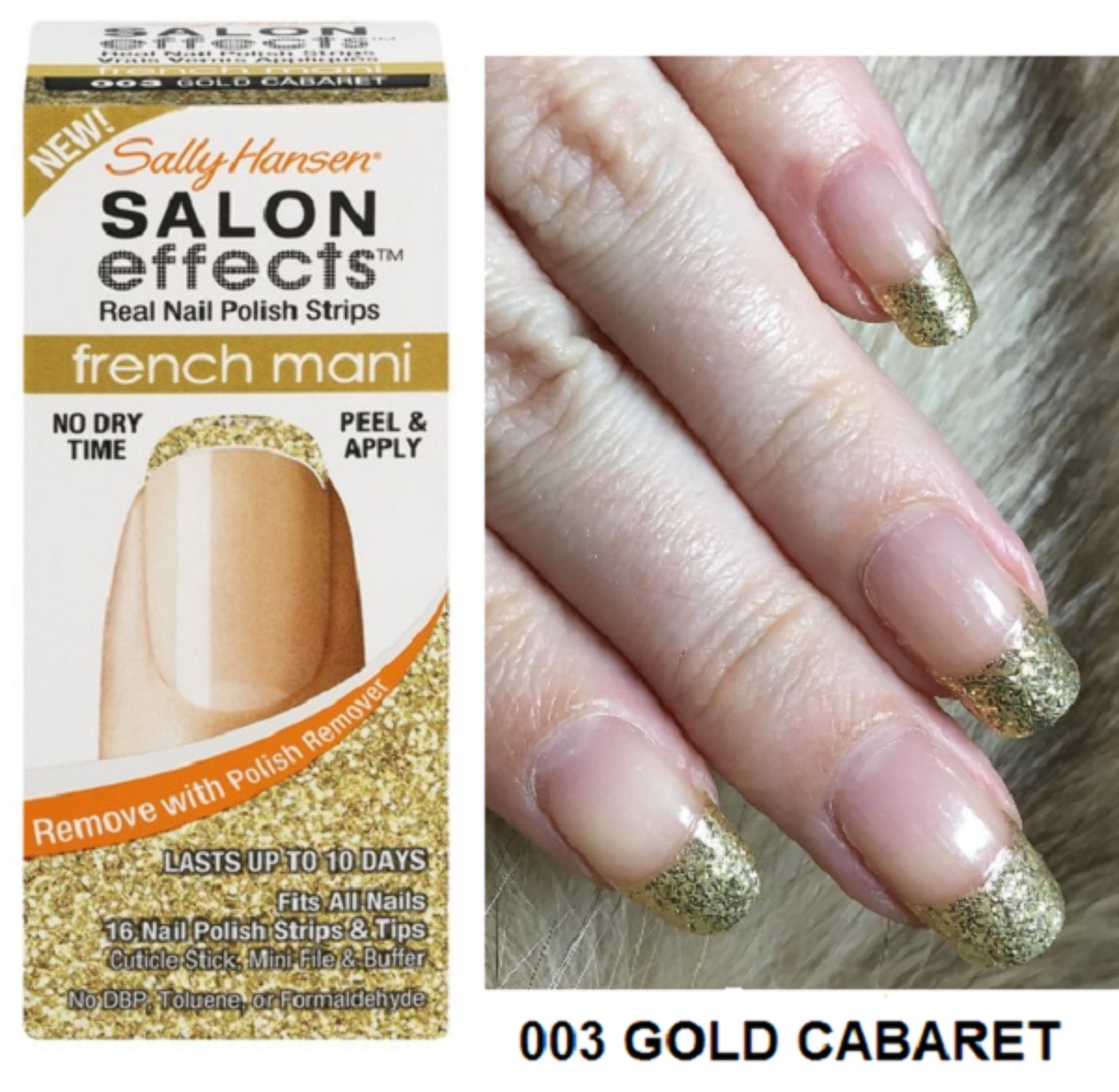 Sally Hansen Salon Effects Real Nail Polish Strips French Mani Gold Cabaret - 16 CT