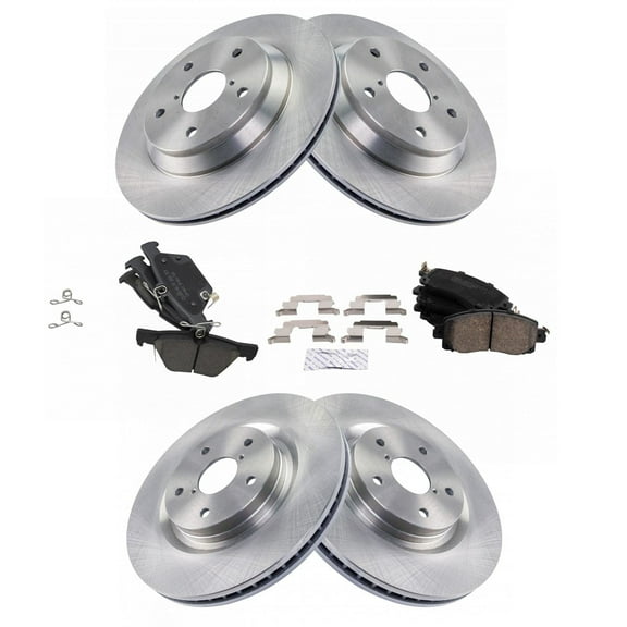 TRQ Front and Rear Brake Pad & Rotor Kit Brake Pads Brake Rotor Ceramic Fits Select 2019-2021 Subaru Forester