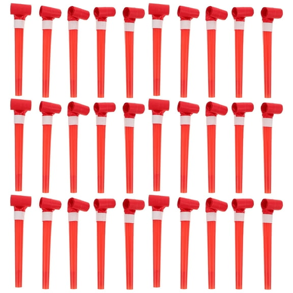 Milisten 70pcs Plastic Party Whistle Red Birthday Noise Maker