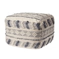 thumbnail image 5 of LR Home Small Over-tufted Striped Indoor Square Pouf, Navy/Ivory, 18" x 18" x 14", 5 of 7