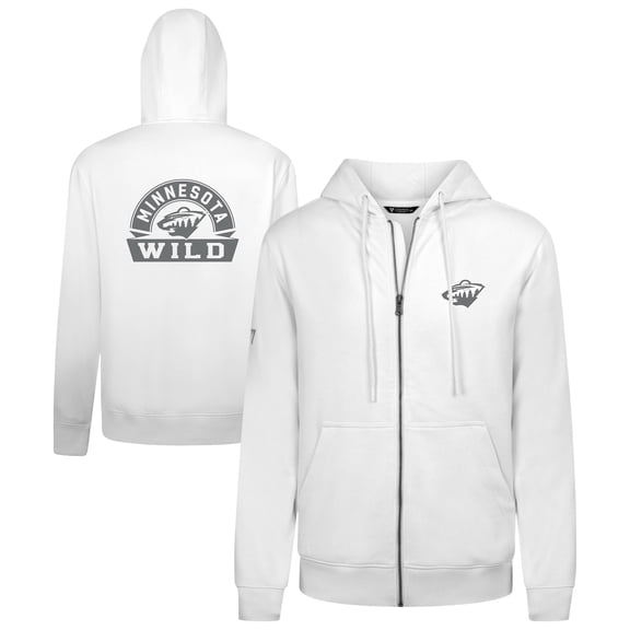Men's Levelwear White Minnesota Wild Podium Chenille Logo Full-Zip Hoodie