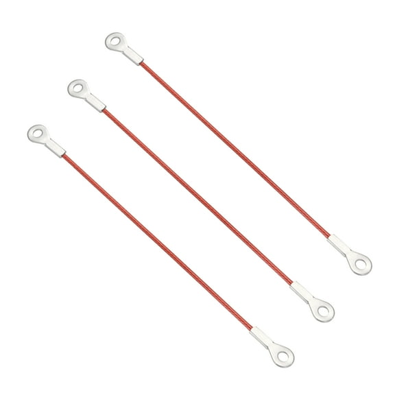 Uxcell 4mm x 30cm Lanyard Cable, 3 PCS 304 Stainless Steel Cable Eyelets Ended Short Wire Rope Lanyard Safety Tether Chain Lock for Outdoor Gate Curtains Hanging Lamps, Red