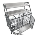 thumbnail image 5 of Noaman Large Pet Cage with Storage Rack & Drawers, 35.43"L x 23.60"W x 49.20"H, Iron Frame & MDF Double-Layer Design, Stainless Steel Food/Water Basins, Wheels for Mobility (Black+Smoke Gray), 5 of 37