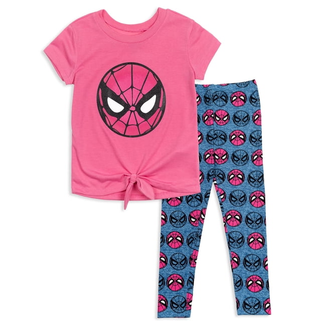 Camiseta y leggings Outfit Marvel Avengers Spider-Man para niñas pequeñas, 5T