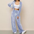 thumbnail image 5 of Women's Velvet Hoodie and High Waist Jogger Pants Set Soft Stretchy Athletic Comfort Wear, 5 of 8