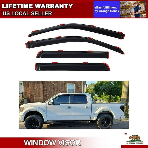 For Ford F150 Supercrew Cab 2009-2014 Window Visor Vent Sun Wind Rain Deflector