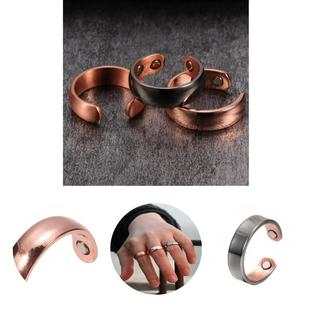 Men Ring Opening Magnetic Jewelry Electroplating Geometric Finger Ring Birthday Gifts
