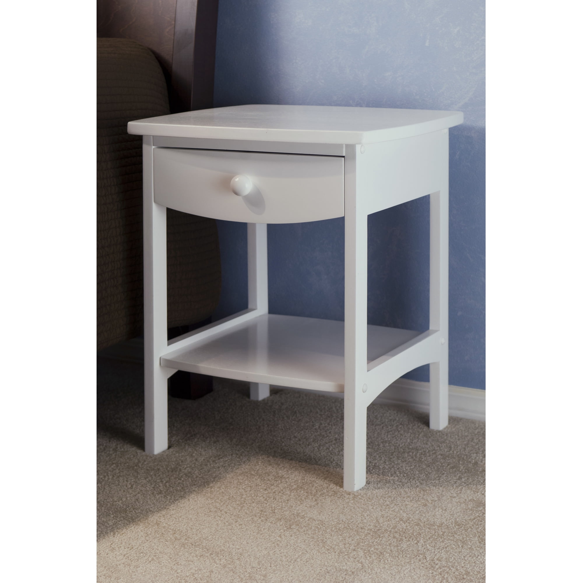 Winsome Claire Curved Nightstand, Accent Table, White Finish