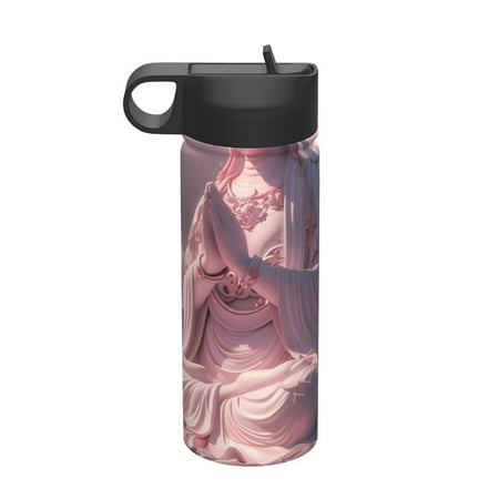 

Fuzoiu Pink Lotus Buddha Print 18oz Insulated Sports Kettle Outdoor Sport Gym Stainless Steel Water Bottle With Straw Lid