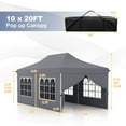 thumbnail image 3 of Costway 10 x 20FT Pop up Canopy  Outdoor Canopy Tent with 6 Sidewalls Carrying Bag Gray, 3 of 10