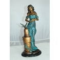 thumbnail image 4 of Nifao Girl with a Bird Bronze Statue – Home Office Decor Sculpture, 7"L x 7"W x 18"H, 4 of 11