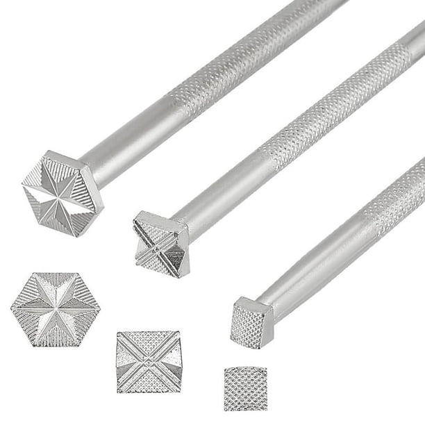 3 Piezas de Herramientas de Estampado de , 3 Estilos de Herramientas de Tallado de , Juego de Punzones de Sello para Trabajar Herramientas de Estampado de Metal